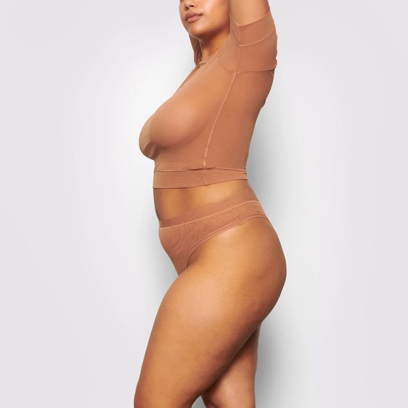 SKIMS MESH SHORT SLEEVE TOP SIENNA XSMALL - Picture 4 of 9